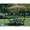10 Foot Mocha Offset Patio Canopy Umbrella Rotates 360 Degrees
