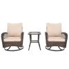 3 Pieces Patio Furniture Set, Outdoor Swivel Gliders Rocker, Wicker Patio Bistro Set with Rattan Rocking Chair