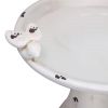 Outdoor Off-White Ceramic Birdbath in Light-Brown Antique Finish
