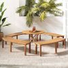 Outdoor 2-Person Backless Wooden Garden Bench with Modern Arch Design