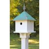 White PVC Square Bird House with Verdigris Copper Roof - Made in USA