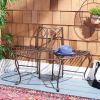 Outdoor Patio Garden Rustic Bronze Brown Wrought Iron Half-Circle Tree Bench