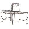 Outdoor Patio Garden Rustic Bronze Brown Wrought Iron Half-Circle Tree Bench