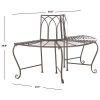 Outdoor Patio Garden Rustic Bronze Brown Wrought Iron Half-Circle Tree Bench
