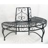 Half-Circle Outdoor Black Powder Coated Aluminum Tree Bench
