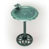 Outdoor Polypropylene Weather Resistant Bird Bath in Dark Green Finish