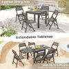 Retractable outdoor dining table, gray patio table for 4-6 with Aluminum Frame