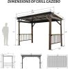 6.5x12FT Hardtop Grill Gazebo, Outdoor BBQ Gazebo with 2 Side Shelves and Sloping Galvanized Steel Roof