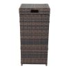 With Top Cover Iron Frame Rattan Trash Can Brown Gradient