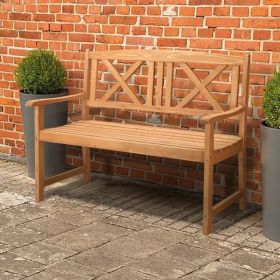 117*61*90cm Outdoor Garden Fir X Back Wooden Bench Burlywood