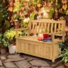 44inch Cedar Yard Storage Box With Backrest Armrest Bright Yellow