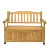 44inch Cedar Yard Storage Box With Backrest Armrest Bright Yellow