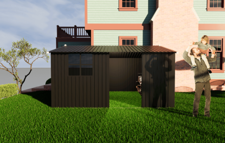 Metal garden sheds 10ftx12ft outdoor storage sheds black with window with sliding door