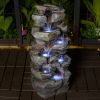23 Inches Rock Waterfall Outdoor Fountain with LED Lights Stone Garden Fountains Outdoor DÃ©cor for Patio Lawn Backyard Cascading Tiered Outdoor Water