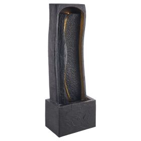 VEVOR Outdoor Water Fountain, 38.58 in Height Fountain and Waterfall, 1-Tier Floor Standing Rock Base Style Fountains with with LED Light and Pump
