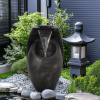 Backyard Water Fountain â€“ 21.5' Tall Floor Standing Fountain, Indoor/Outdoor Modern Two-Tier Waterfall for Garden, Patio, or Yard DÃ©cor