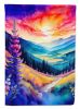 Annual Larkspur in Color House Flag Large Porch Sleeve Pole Decorative Outside Yard Banner Artwork Wall Hanging, Polyester, House Size, Multicolor