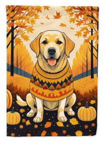 Yellow Labrador Retriever Fall House Flag Large Porch Sleeve Pole Decorative Outside Yard Banner Artwork Wall Hanging, Polyester, House Size