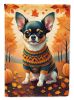 Tricolor Chihuahua Fall House Flag Large Porch Sleeve Pole Decorative Outside Yard Banner Artwork Wall Hanging, Polyester, House Size, Multicolor