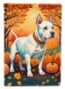 White Pit Bull Terrier Fall House Flag Large Porch Sleeve Pole Decorative Outside Yard Banner Artwork Wall Hanging, Polyester, House Size, Multicolor