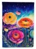 Ranunculus in Color House Flag Large Porch Sleeve Pole Decorative Outside Yard Banner Artwork Wall Hanging, Polyester, House Size, Multicolor