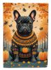 Black French Bulldog Fall House Flag Large Porch Sleeve Pole Decorative Outside Yard Banner Artwork Wall Hanging, Polyester, House Size, Multicolor