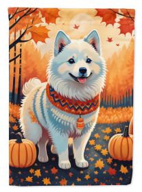 American Eskimo Fall House Flag Large Porch Sleeve Pole Decorative Outside Yard Banner Artwork Wall Hanging, Polyester, House Size, Multicolor