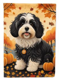 Havanese Fall House Flag Large Porch Sleeve Pole Decorative Outside Yard Banner Artwork Wall Hanging, Polyester, House Size, Multicolor