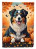 Australian Shepherd Terrier Fall House Flag Large Porch Sleeve Pole Decorative Outside Yard Banner Artwork Wall Hanging, Polyester, House Size
