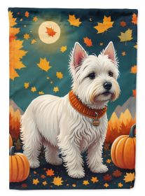 Westie Fall House Flag Large Porch Sleeve Pole Decorative Outside Yard Banner Artwork Wall Hanging, Polyester, House Size, Multicolor