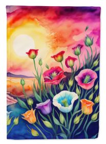 Lisianthus in Color House Flag Large Porch Sleeve Pole Decorative Outside Yard Banner Artwork Wall Hanging, Polyester, House Size, Multicolor