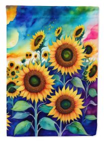 Sunflowers in Color House Flag Large Porch Sleeve Pole Decorative Outside Yard Banner Artwork Wall Hanging, Polyester, House Size, Multicolor
