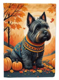 Scottish Terrier Fall House Flag Large Porch Sleeve Pole Decorative Outside Yard Banner Artwork Wall Hanging, Polyester, House Size, Multicolor