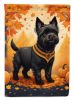 Black Cairn Terrier Fall House Flag Large Porch Sleeve Pole Decorative Outside Yard Banner Artwork Wall Hanging, Polyester, House Size, Multicolor
