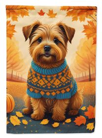 Norfolk Terrier Fall House Flag Large Porch Sleeve Pole Decorative Outside Yard Banner Artwork Wall Hanging, Polyester, House Size, Multicolor
