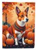 Red Basenji Fall House Flag Large Porch Sleeve Pole Decorative Outside Yard Banner Artwork Wall Hanging, Polyester, House Size, Multicolor