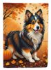 Sheltie Fall House Flag Large Porch Sleeve Pole Decorative Outside Yard Banner Artwork Wall Hanging, Polyester, House Size, Multicolor