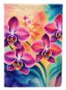 Orchids in Color House Flag Large Porch Sleeve Pole Decorative Outside Yard Banner Artwork Wall Hanging, Polyester, House Size, Multicolor