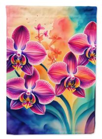 Orchids in Color House Flag Large Porch Sleeve Pole Decorative Outside Yard Banner Artwork Wall Hanging, Polyester, House Size, Multicolor