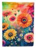Gerbera Daisies in Color House Flag Large Porch Sleeve Pole Decorative Outside Yard Banner Artwork Wall Hanging, Polyester, House Size, Multicolor