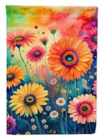 Gerbera Daisies in Color House Flag Large Porch Sleeve Pole Decorative Outside Yard Banner Artwork Wall Hanging, Polyester, House Size, Multicolor