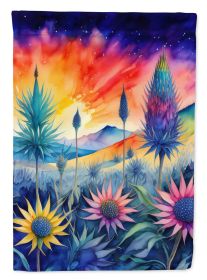 Eryngium in Color House Flag Large Porch Sleeve Pole Decorative Outside Yard Banner Artwork Wall Hanging, Polyester, House Size, Multicolor