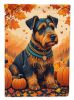 Airedale Terrier Fall House Flag Large Porch Sleeve Pole Decorative Outside Yard Banner Artwork Wall Hanging, Polyester, House Size, Multicolor