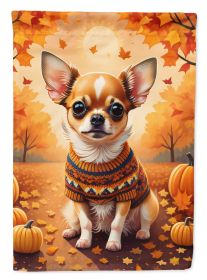 Chihuahua Fall House Flag Large Porch Sleeve Pole Decorative Outside Yard Banner Artwork Wall Hanging, Polyester, House Size, Multicolor