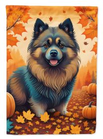 Keeshond Fall House Flag Large Porch Sleeve Pole Decorative Outside Yard Banner Artwork Wall Hanging, Polyester, House Size, Multicolor