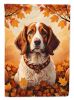 Brittany Spaniel Fall House Flag Large Porch Sleeve Pole Decorative Outside Yard Banner Artwork Wall Hanging, Polyester, House Size, Multicolor
