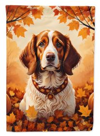 Brittany Spaniel Fall House Flag Large Porch Sleeve Pole Decorative Outside Yard Banner Artwork Wall Hanging, Polyester, House Size, Multicolor