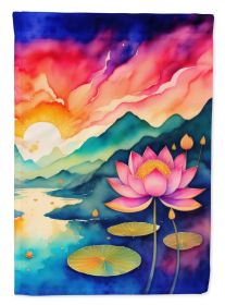 Lotus in Color House Flag Large Porch Sleeve Pole Decorative Outside Yard Banner Artwork Wall Hanging, Polyester, House Size, Multicolor