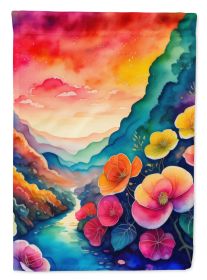 Begonias in Color House Flag Large Porch Sleeve Pole Decorative Outside Yard Banner Artwork Wall Hanging, Polyester, House Size, Multicolor