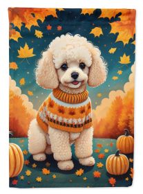 Poodle Fall House Flag Large Porch Sleeve Pole Decorative Outside Yard Banner Artwork Wall Hanging, Polyester, House Size, Multicolor